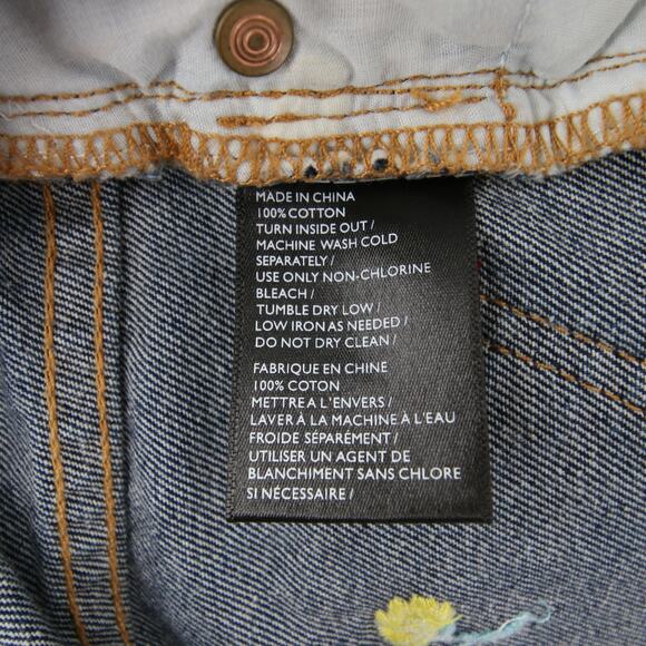 BDG Urban Outfitters Jeans Mom High Rise Floral Embroidered Dark Wash Yellow 25 - Picture 9 of 10